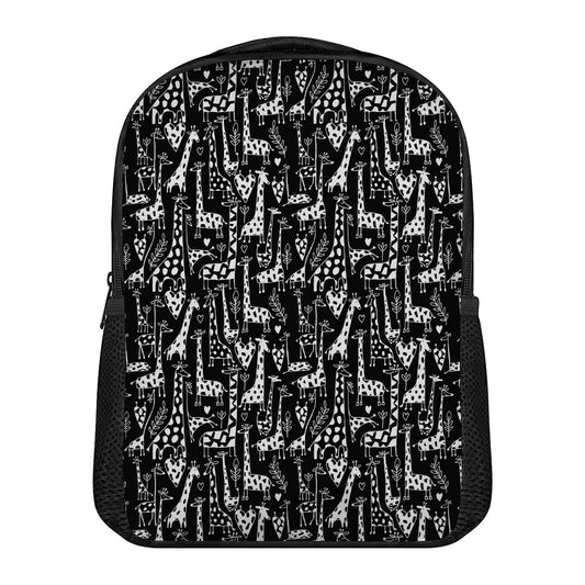 Black And White Cartoon Giraffe Print Casual Backpack