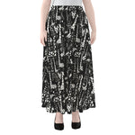 Black And White Cartoon Giraffe Print Chiffon Maxi Skirt