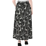 Black And White Cartoon Giraffe Print Chiffon Maxi Skirt