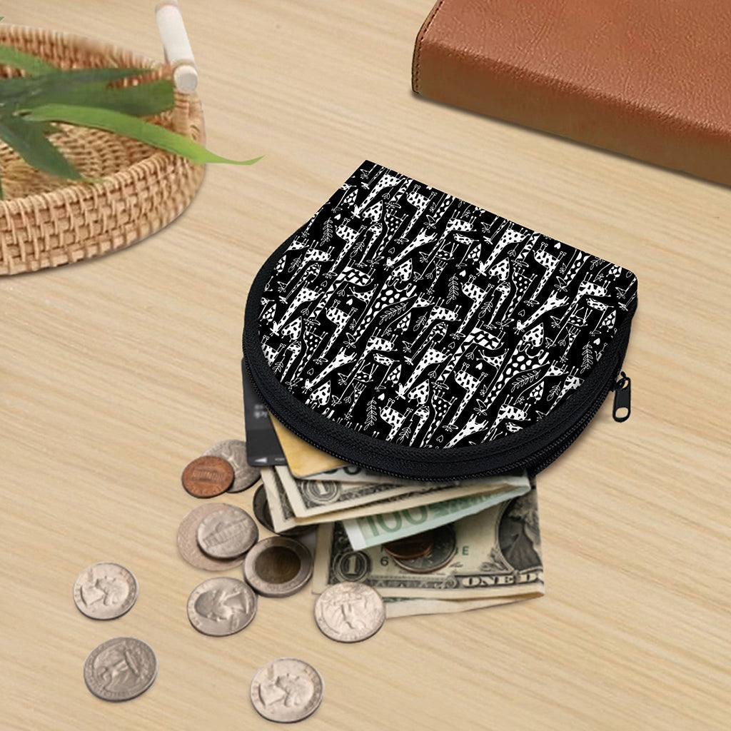 Black And White Cartoon Giraffe Print Coin Purse