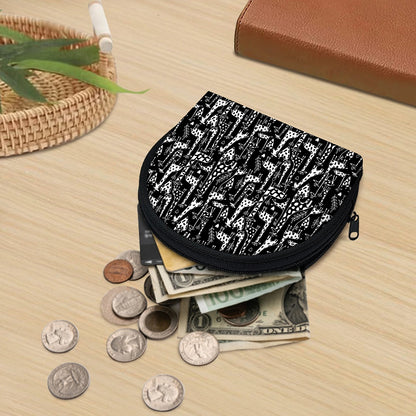 Black And White Cartoon Giraffe Print Coin Purse