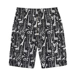 Black And White Cartoon Giraffe Print Cotton Shorts