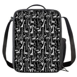 Black And White Cartoon Giraffe Print Crossbody Lunch Bag