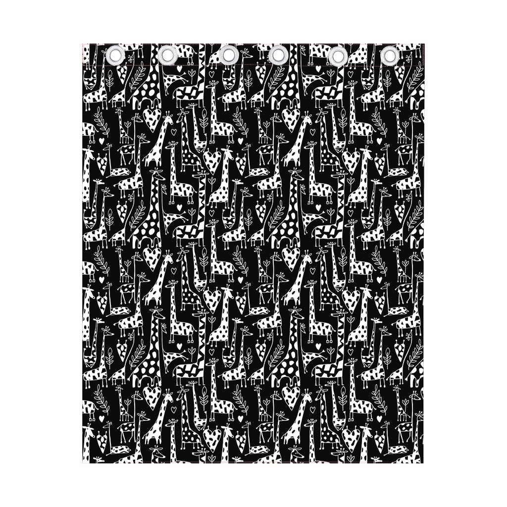 Black And White Cartoon Giraffe Print Curtain