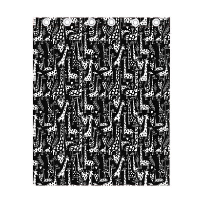 Black And White Cartoon Giraffe Print Curtain