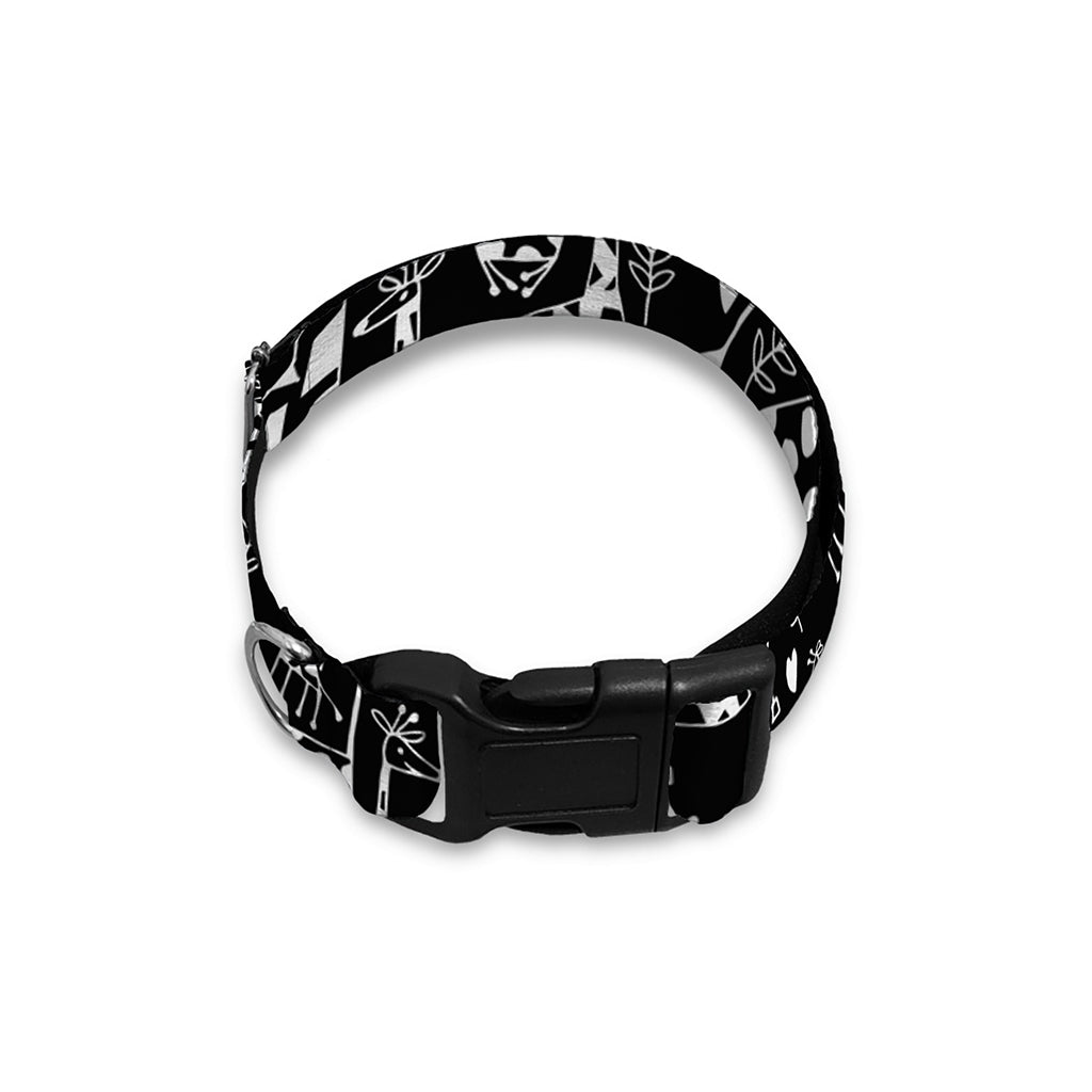 Black And White Cartoon Giraffe Print Dog Collar