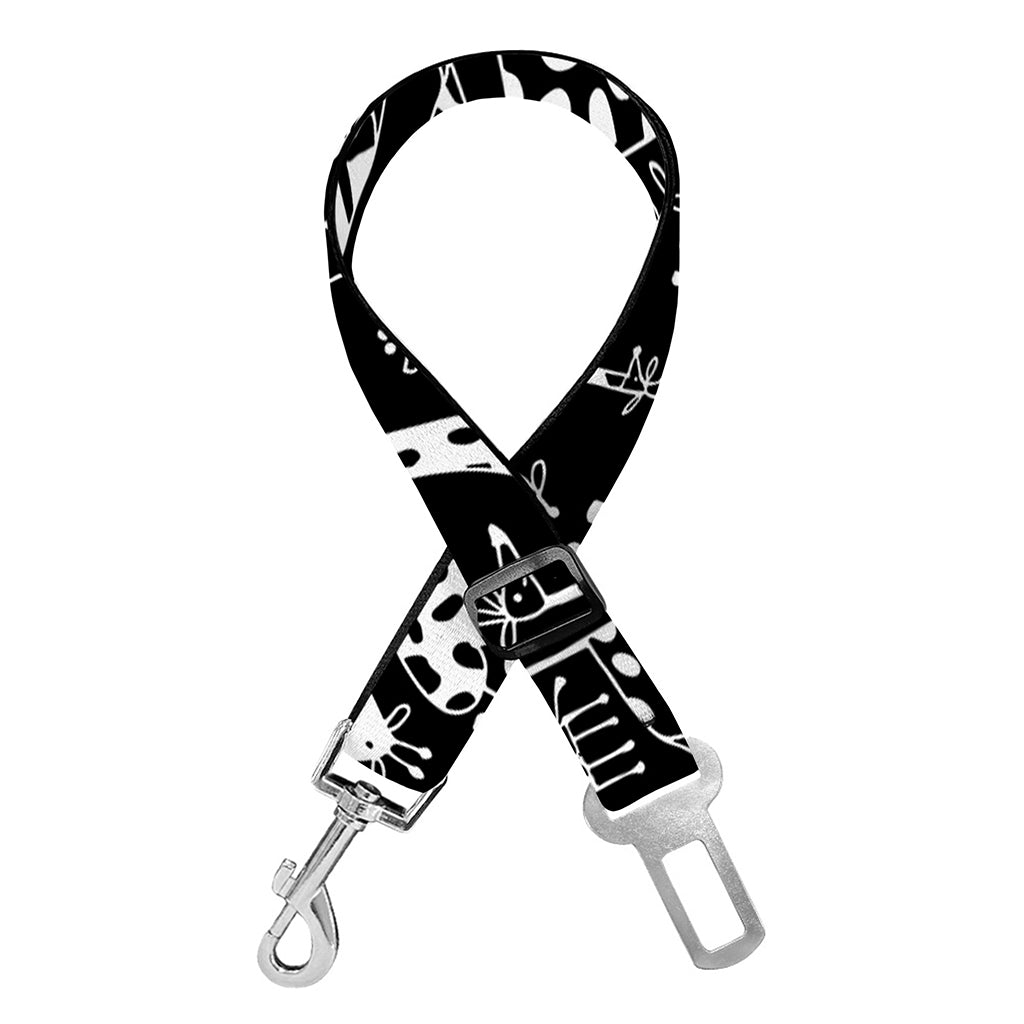 Black And White Cartoon Giraffe Print Dog Seat Belt