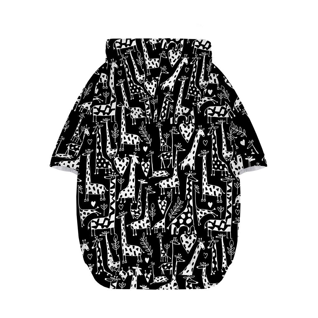 Black And White Cartoon Giraffe Print Dog Zip Up Hoodie