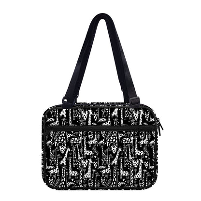 Black And White Cartoon Giraffe Print Double Strap Bible Bag