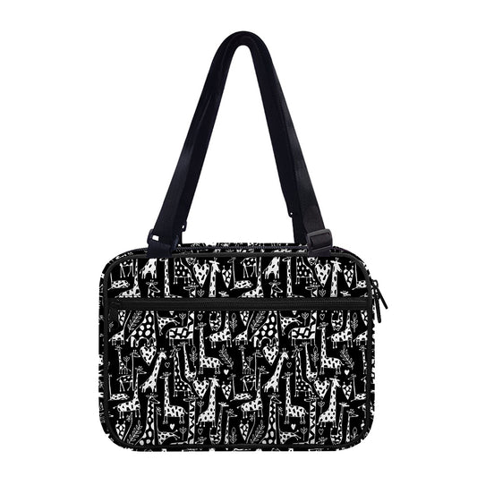Black And White Cartoon Giraffe Print Double Strap Bible Bag