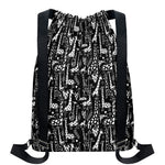 Black And White Cartoon Giraffe Print Drawstring Backpack