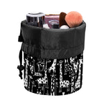 Black And White Cartoon Giraffe Print Drawstring Makeup Bag