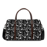 Black And White Cartoon Giraffe Print Duffle Bag