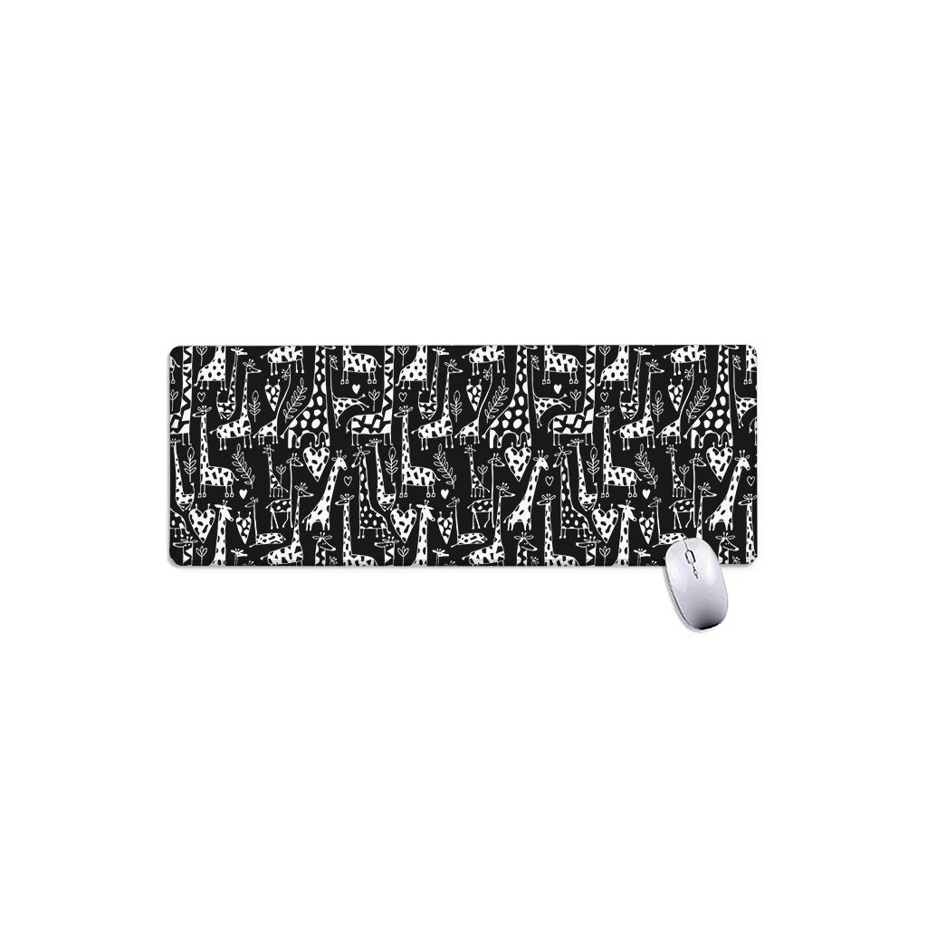 Black And White Cartoon Giraffe Print Extended Mouse Pad