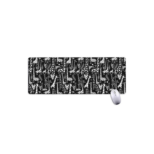 Black And White Cartoon Giraffe Print Extended Mouse Pad