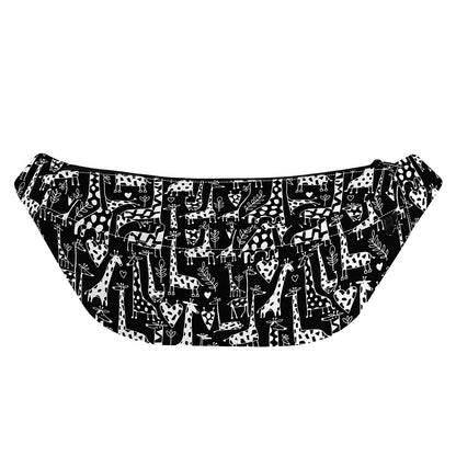 Black And White Cartoon Giraffe Print Fanny Pack