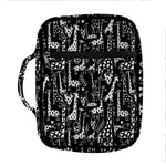 Black And White Cartoon Giraffe Print Front Pocket Bible Bag