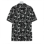 Black And White Cartoon Giraffe Print Hawaiian Shirt