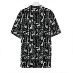 Black And White Cartoon Giraffe Print Hawaiian Shirt