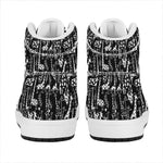 Black And White Cartoon Giraffe Print High Top Leather Sneakers