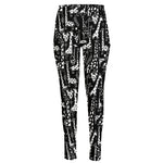 Black And White Cartoon Giraffe Print High-Waisted Pocket Leggings