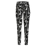 Black And White Cartoon Giraffe Print High-Waisted Pocket Leggings