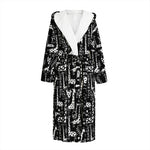 Black And White Cartoon Giraffe Print Hooded Bathrobe