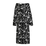 Black And White Cartoon Giraffe Print Hooded Bathrobe