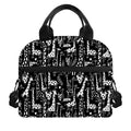 Black And White Cartoon Giraffe Print Insulated Lunch Bag