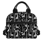 Black And White Cartoon Giraffe Print Insulated Lunch Bag