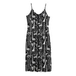 Black And White Cartoon Giraffe Print Jersey Midi Cami Dress