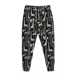 Black And White Cartoon Giraffe Print Jogger Pants