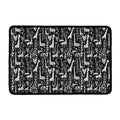 Black And White Cartoon Giraffe Print Kitchen Mat