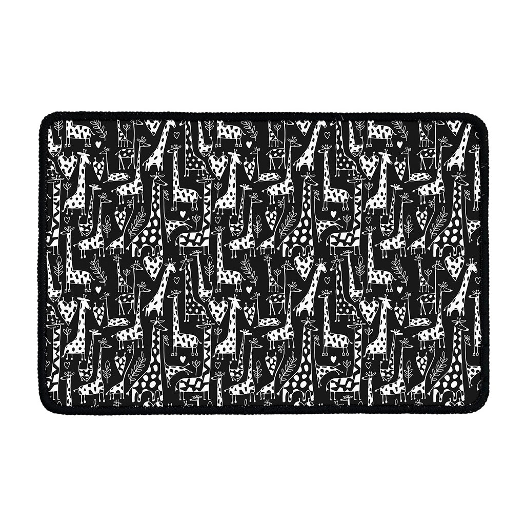 Black And White Cartoon Giraffe Print Kitchen Mat