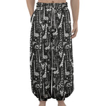 Black And White Cartoon Giraffe Print Lantern Pants