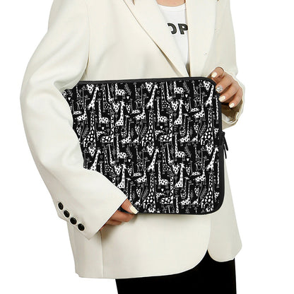 Black And White Cartoon Giraffe Print Laptop Sleeve