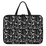 Black And White Cartoon Giraffe Print Laptop Sleeve With Handle