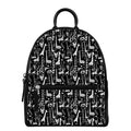 Black And White Cartoon Giraffe Print Leather Backpack