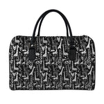 Black And White Cartoon Giraffe Print Leather Duffle Bag