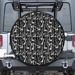 Black And White Cartoon Giraffe Print Leather Spare Tire Cover