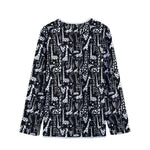 Black And White Cartoon Giraffe Print Long Sleeve Short Coat