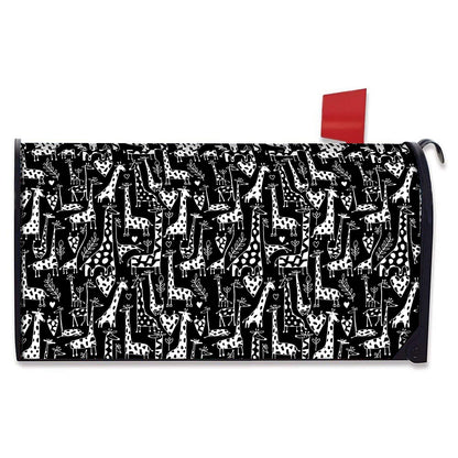 Black And White Cartoon Giraffe Print Mailbox Cover