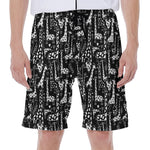 Black And White Cartoon Giraffe Print Men's Beach Shorts