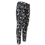 Black And White Cartoon Giraffe Print Men's Compression Pants
