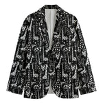 Black And White Cartoon Giraffe Print Men's Cotton Blazer