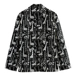 Black And White Cartoon Giraffe Print Men's Cotton Blazer