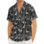 Black And White Cartoon Giraffe Print Men's Deep V-Neck Shirt
