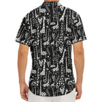 Black And White Cartoon Giraffe Print Men's Deep V-Neck Shirt