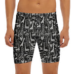 Black And White Cartoon Giraffe Print Men's Long Boxer Briefs