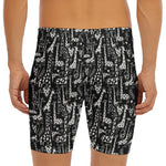 Black And White Cartoon Giraffe Print Men's Long Boxer Briefs